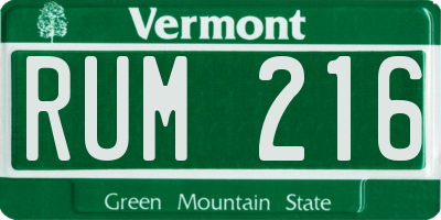VT license plate RUM216