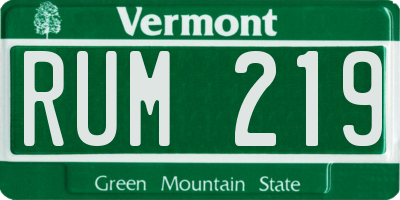 VT license plate RUM219
