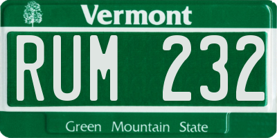 VT license plate RUM232