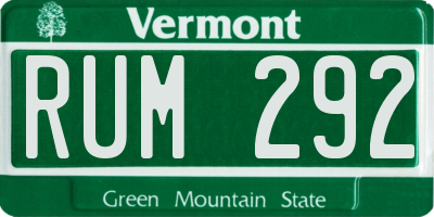 VT license plate RUM292