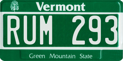 VT license plate RUM293