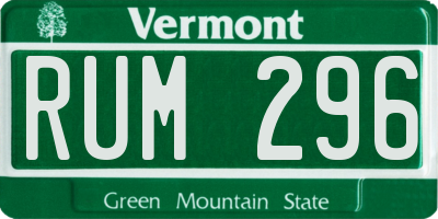 VT license plate RUM296