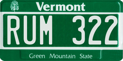 VT license plate RUM322