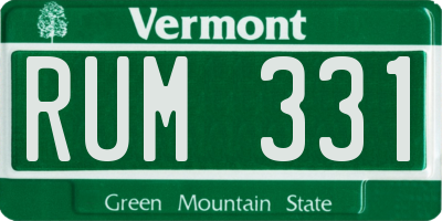 VT license plate RUM331