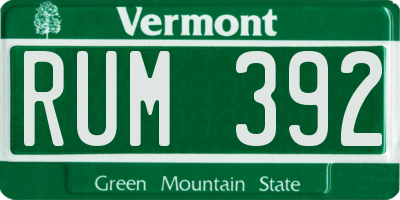 VT license plate RUM392