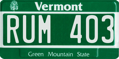 VT license plate RUM403