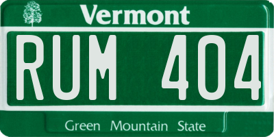 VT license plate RUM404
