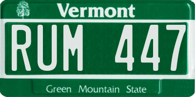 VT license plate RUM447
