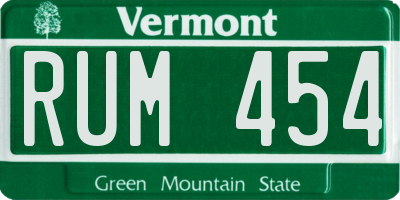 VT license plate RUM454