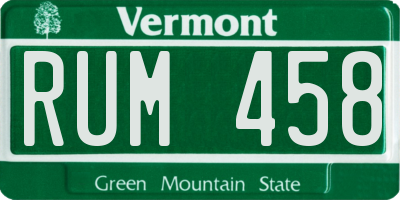 VT license plate RUM458