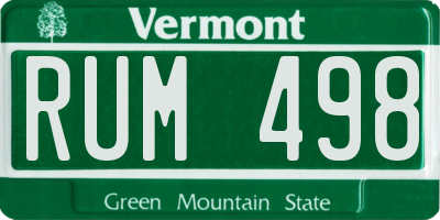 VT license plate RUM498