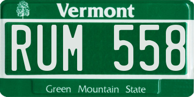 VT license plate RUM558