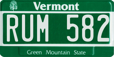 VT license plate RUM582