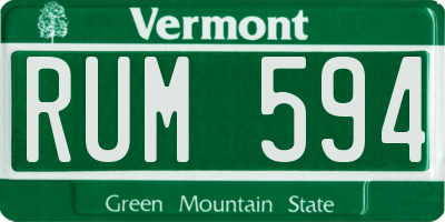 VT license plate RUM594