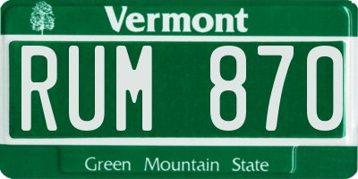 VT license plate RUM870