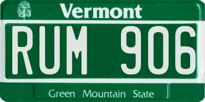 VT license plate RUM906