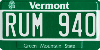 VT license plate RUM940
