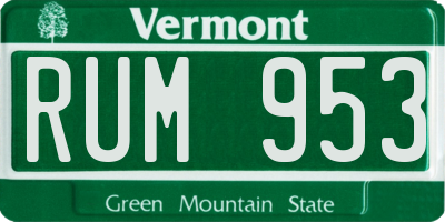 VT license plate RUM953
