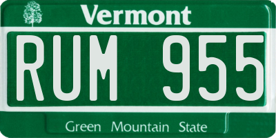 VT license plate RUM955