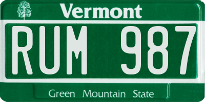 VT license plate RUM987