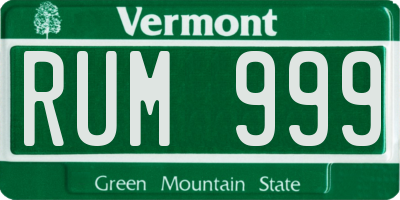 VT license plate RUM999