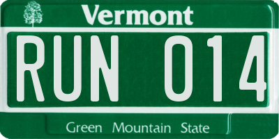 VT license plate RUN014
