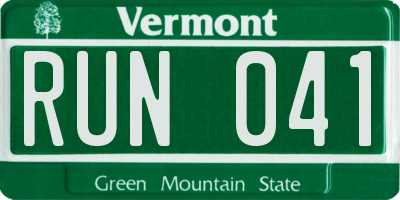 VT license plate RUN041