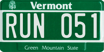 VT license plate RUN051