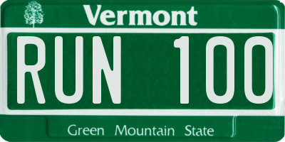 VT license plate RUN100
