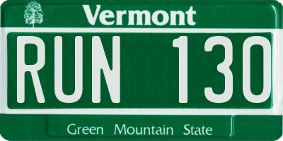 VT license plate RUN130