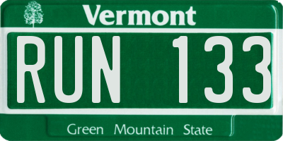 VT license plate RUN133