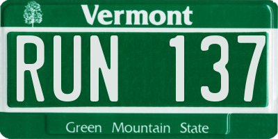 VT license plate RUN137