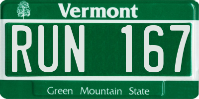 VT license plate RUN167