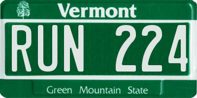 VT license plate RUN224