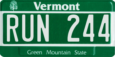 VT license plate RUN244