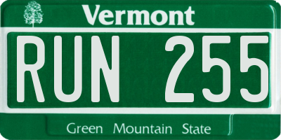 VT license plate RUN255