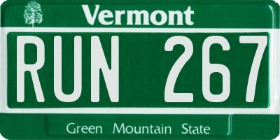 VT license plate RUN267