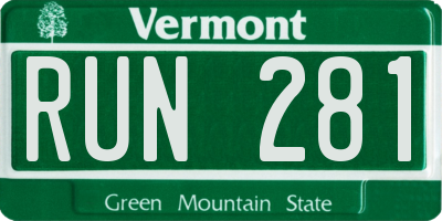 VT license plate RUN281
