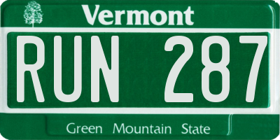 VT license plate RUN287