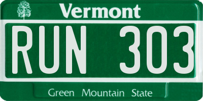 VT license plate RUN303