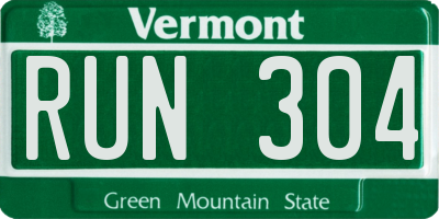 VT license plate RUN304