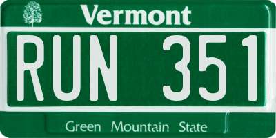 VT license plate RUN351