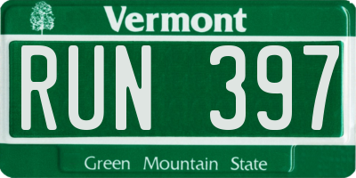 VT license plate RUN397