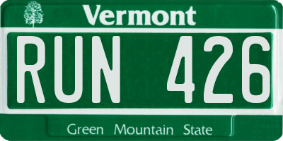 VT license plate RUN426