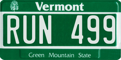 VT license plate RUN499