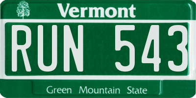 VT license plate RUN543