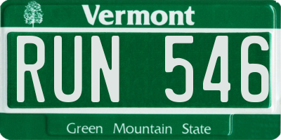 VT license plate RUN546