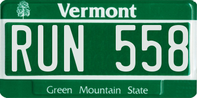 VT license plate RUN558