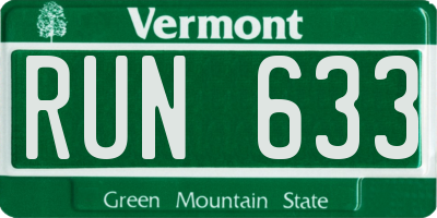 VT license plate RUN633
