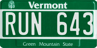 VT license plate RUN643